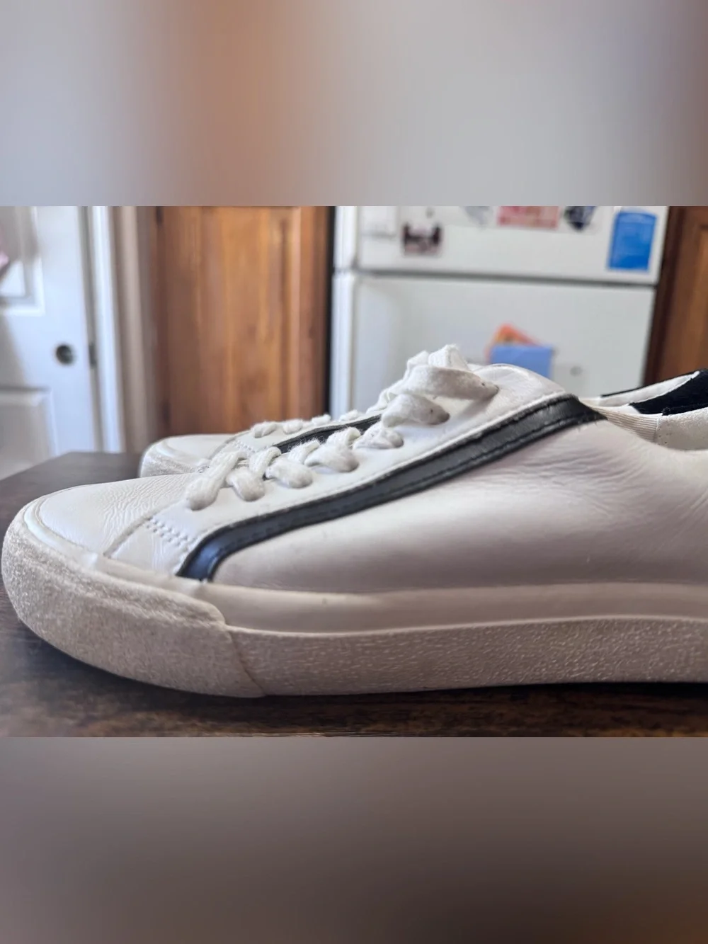 Madewell Sidewalk Low-Top Leather Sneakers White Black w6/m4.5